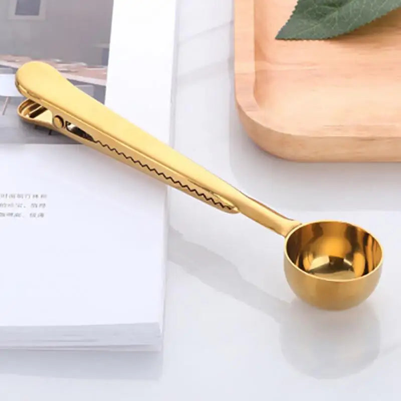 Coffee Spoon with Clip Function – Stainless Steel Measuring Spoon & Bag Clip for Coffee and Tea | Sansoti