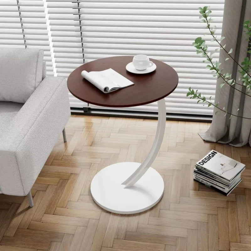 Ronde Bijzettafel Hout Staal Compact Nachtkastje Modern Design Woonkamer Slaapkamer Hoektafel Stijlvol | Sansoti