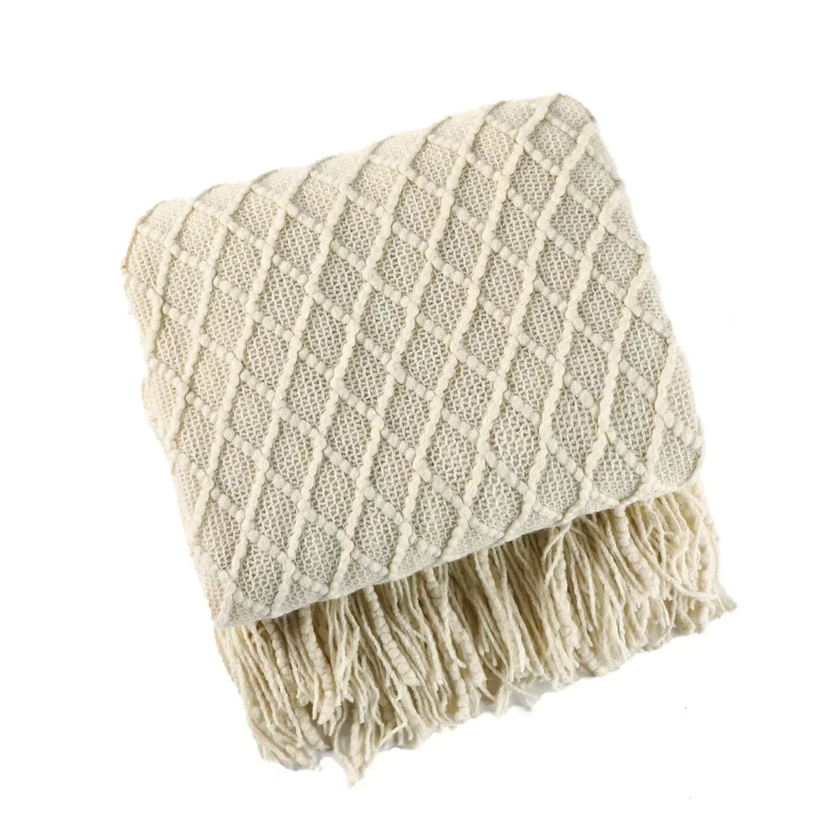 Knitted Acrylic Throw, Soft and Warm, Scandinavian Pattern, Sofa Blanket, Bedroom and Living Room Decorative Blanket | Sansoti