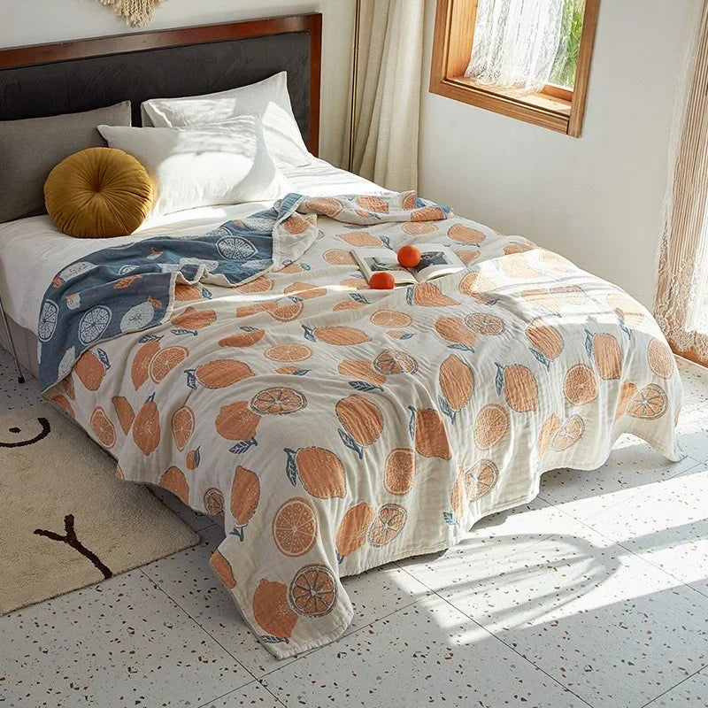 Manta de muselina de algodón transpirable, jacquard, para cama y sofá, 150x200 200x230, con estampado floral para el salón | Sansoti