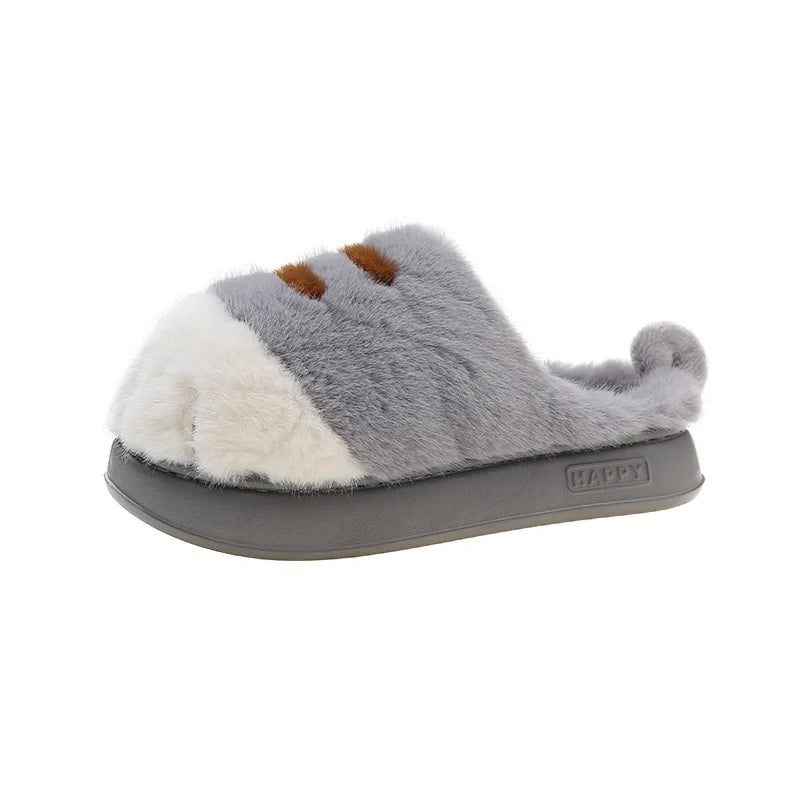 Pluche Instapslippers Kattendesign Antislip Warme Pantoffels Dames Huisschoenen Slides Comfortabel Binnenshuis | Sansoti