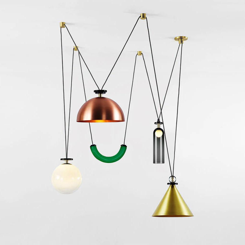 Modular geometric chandelier with abstract shapes | Sansoti