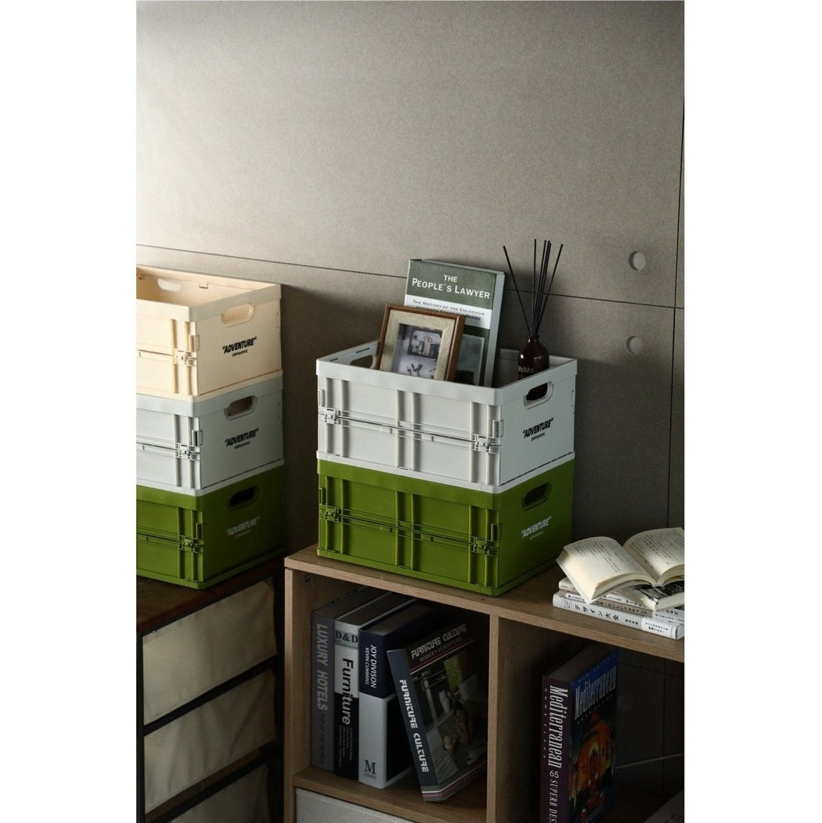Foldable Storage Crate PP Stackable A4 34x24cm 8kg Desk Documents Books | Sansoti