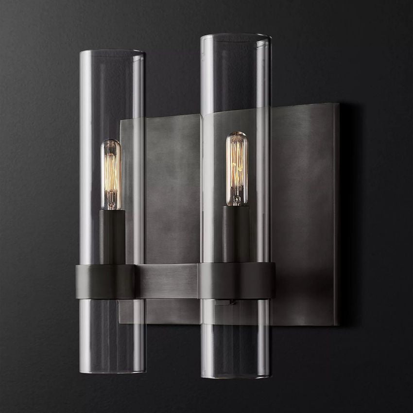 Wandlamp Glas Staal met Kaarseffect LED Dimbaar Rustiek Moderne Wandverlichting voor Slaapkamer Gang Woonkamer | Sansoti
