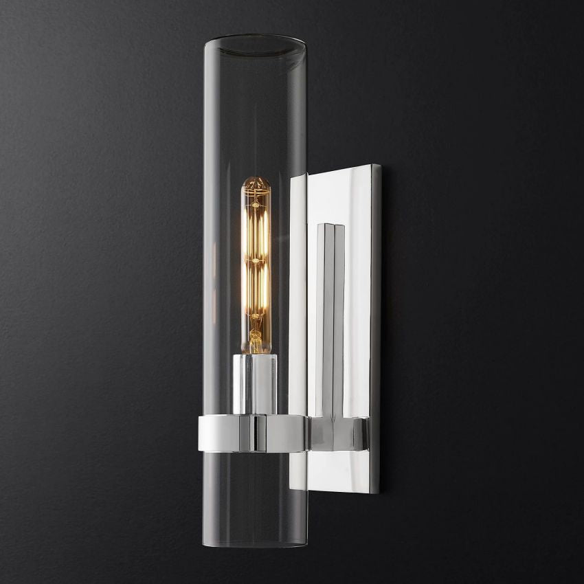 Wandlamp Glas Staal met Kaarseffect LED Dimbaar Rustiek Moderne Wandverlichting voor Slaapkamer Gang Woonkamer | Sansoti