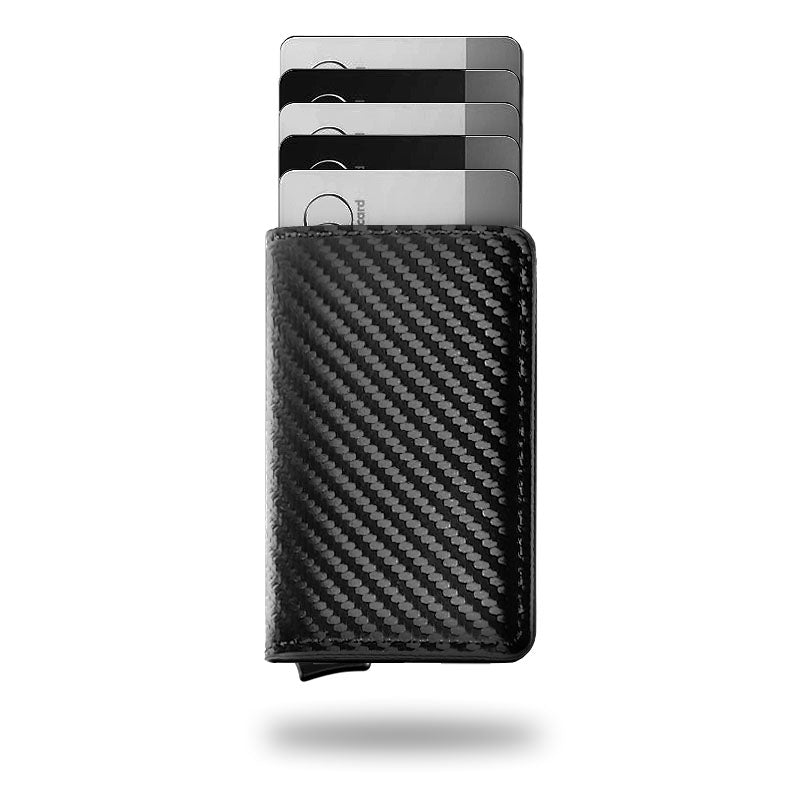 Geldbörse Leder Schlank RFID Blockierung 14 Karten Aluminium Druckknopf Handgemacht Premium | Sansoti