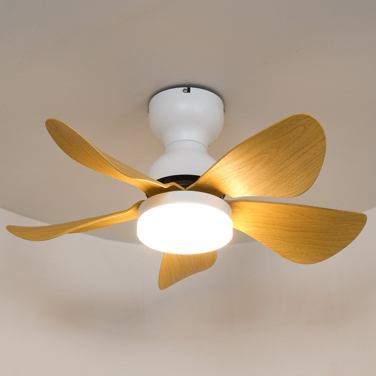 Deckenventilator mit Integrierter LED-Beleuchtung Holzeffekt 74cm | Sansoti