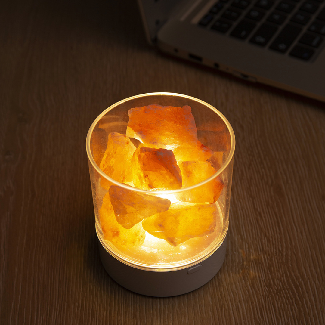 Himalayan Salt Lamp LED USB Dimmable Color Changing 9cm Bedroom Nightstand Lamp Ionizer Ambient Lighting Touch Control | Sansoti