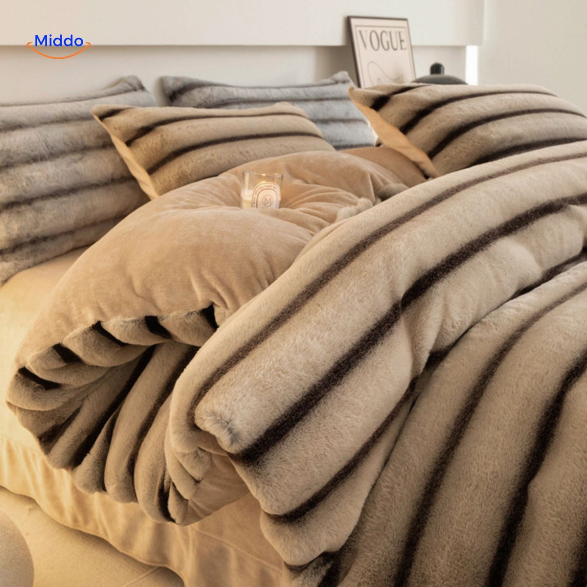 Vierdelige Pluche Dekbedset Imitatiebont Winters Beddengoed Cosy Textiel Zacht Warm Slaapkamer Comfort | Sansoti
