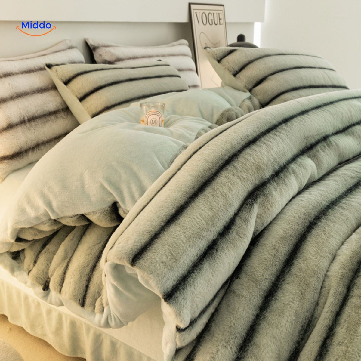 Vierdelige Pluche Dekbedset Imitatiebont Winters Beddengoed Cosy Textiel Zacht Warm Slaapkamer Comfort | Sansoti