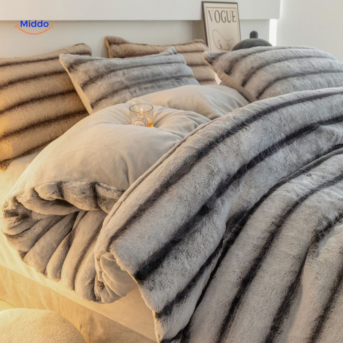 Vierdelige Pluche Dekbedset Imitatiebont Winters Beddengoed Cosy Textiel Zacht Warm Slaapkamer Comfort | Sansoti