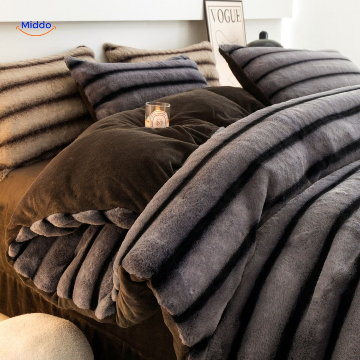 Vierdelige Pluche Dekbedset Imitatiebont Winters Beddengoed Cosy Textiel Zacht Warm Slaapkamer Comfort | Sansoti
