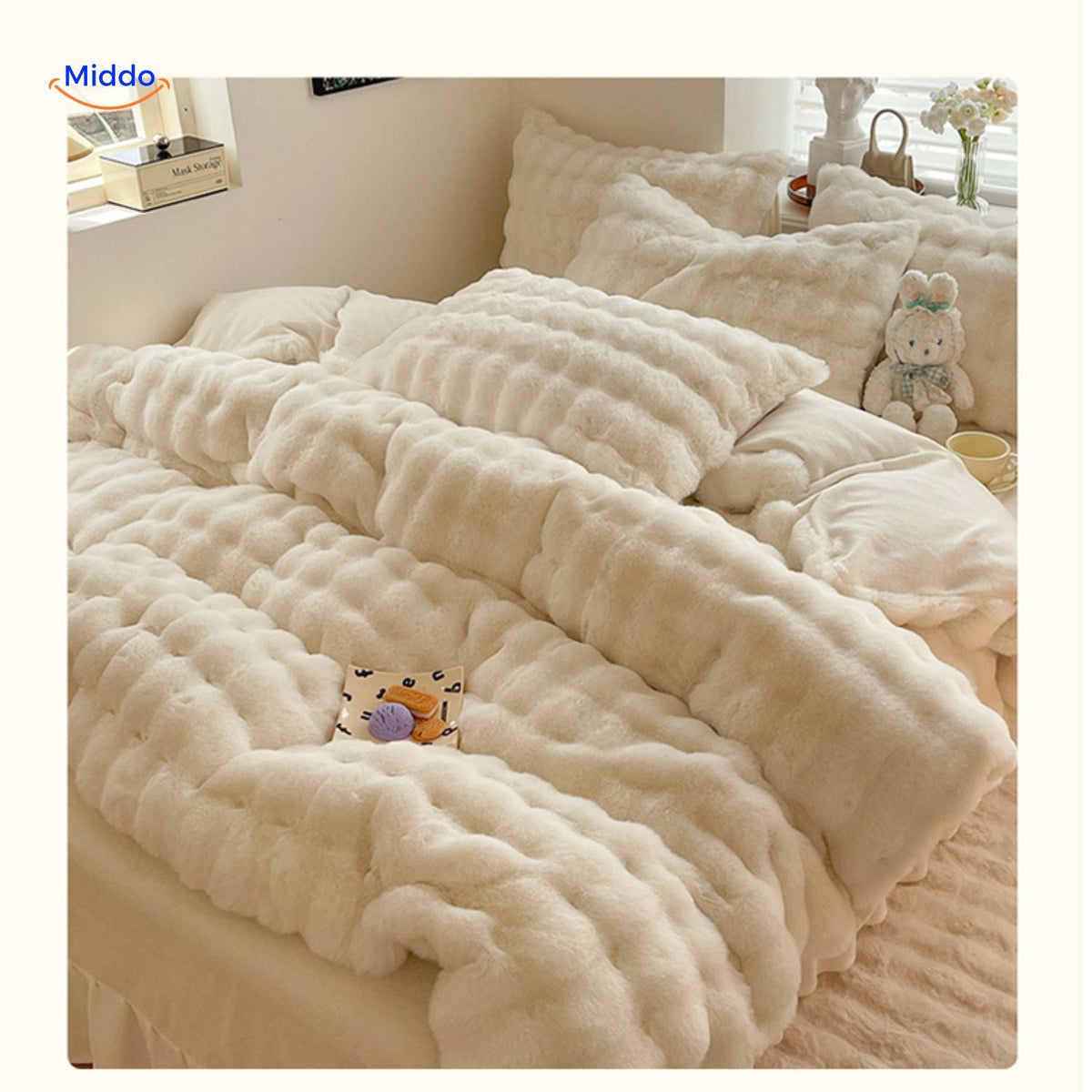 Vierdelige Pluche Dekbedset Imitatiebont Winters Beddengoed Cosy Textiel Zacht Warm Slaapkamer Comfort | Sansoti