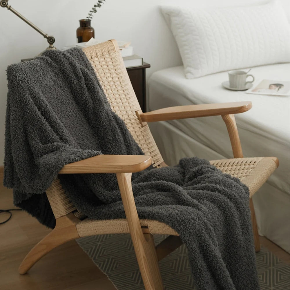 Gebreide Plaid Minimalistisch Effen 130x160cm Zacht Microvezel Deken Decoratief Textiel Woonkamer Bank | Sansoti