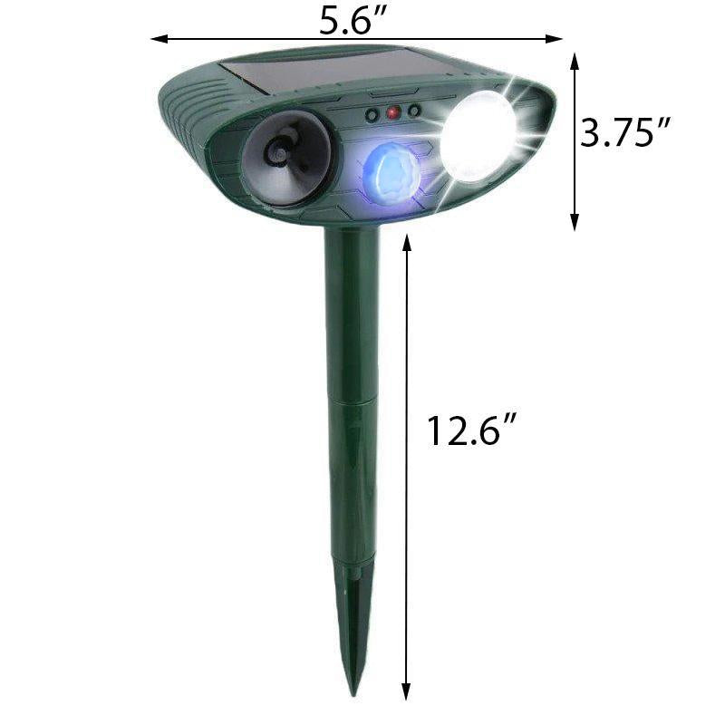 Répulsif à ultrasons pour animaux à énergie solaire avec lumière LED clignotante, étanche, pour jardin et pelouse, portée de 225m² | Sansoti
