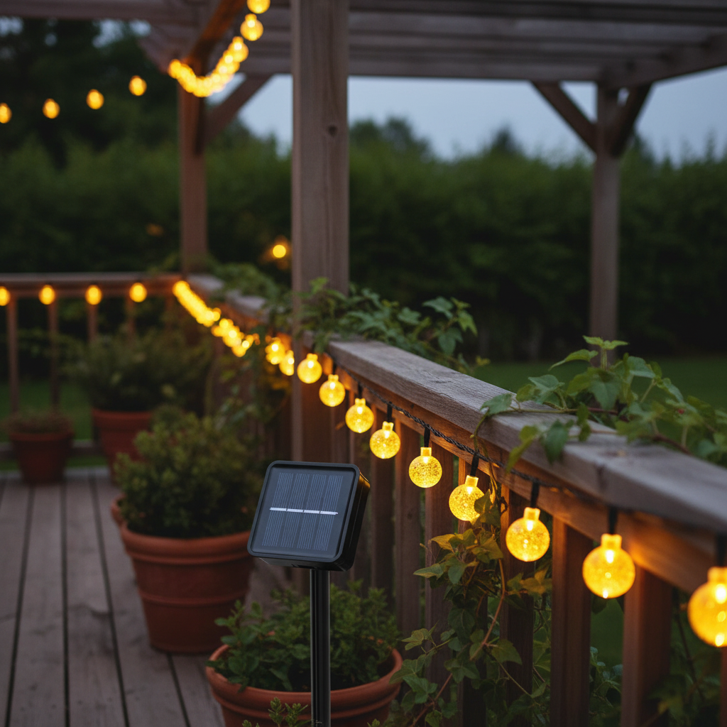 Solar LED String Lights 20 Bulbs Warm White Garden Terrace Balcony Outdoor Lighting Solar-Powered Sustainable Ambiance | Sansoti
