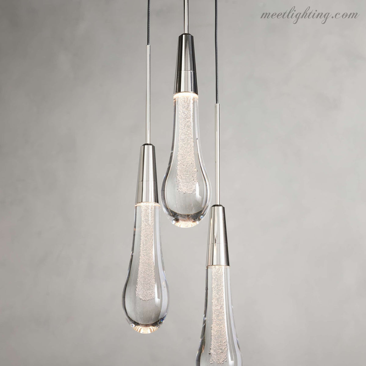 LED Hanglamp Gezaaid Glas Druppelvorm Dimbaar Verstelbaar Messing Brons Nikkel Eetkamer Woonkamer Modern | Sansoti