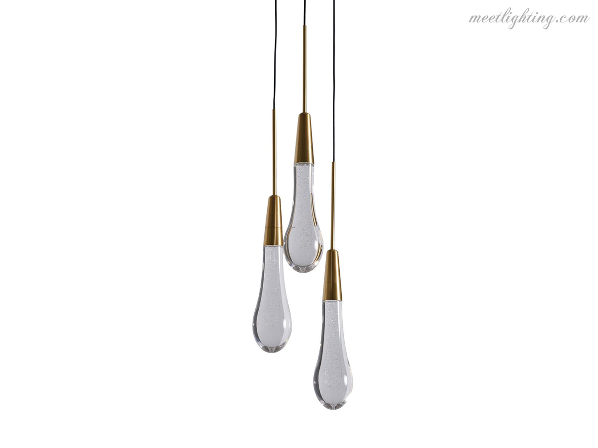LED Hanglamp Gezaaid Glas Druppelvorm Dimbaar Verstelbaar Messing Brons Nikkel Eetkamer Woonkamer Modern | Sansoti