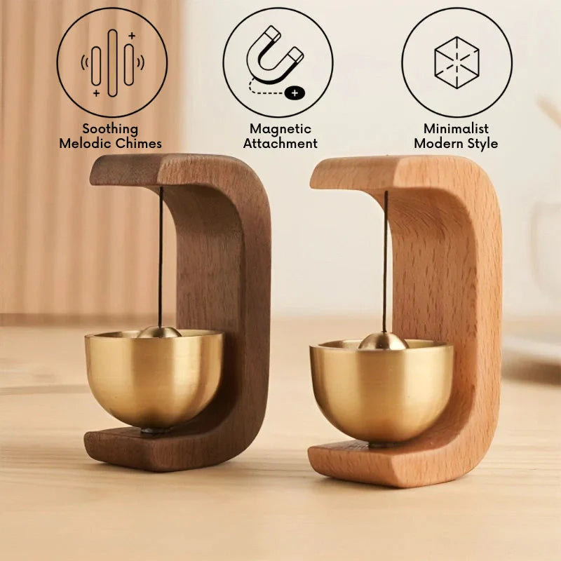 Magnetic Wooden Wind Chime with Hanging Singing Bowl Element Scandinavian Design | Sansoti