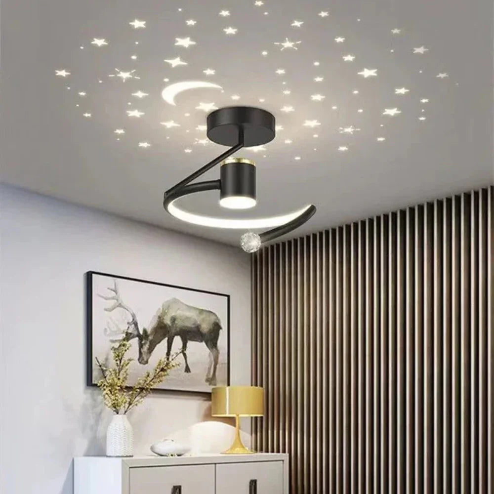 Dimmable LED Ceiling Lamp with Starry Sky Effect and Modern Design Finish for Living Room and Bedroom | Sansoti