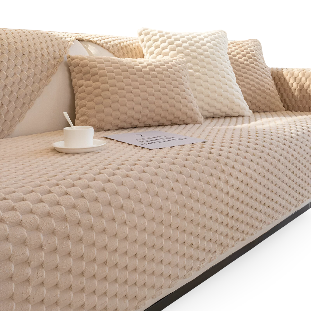 Non-Slip Sofa Cover with Waffle Pattern - Protective Cover for 1-5 Seater Sofa, Machine-Washable, Living Room | Sansoti