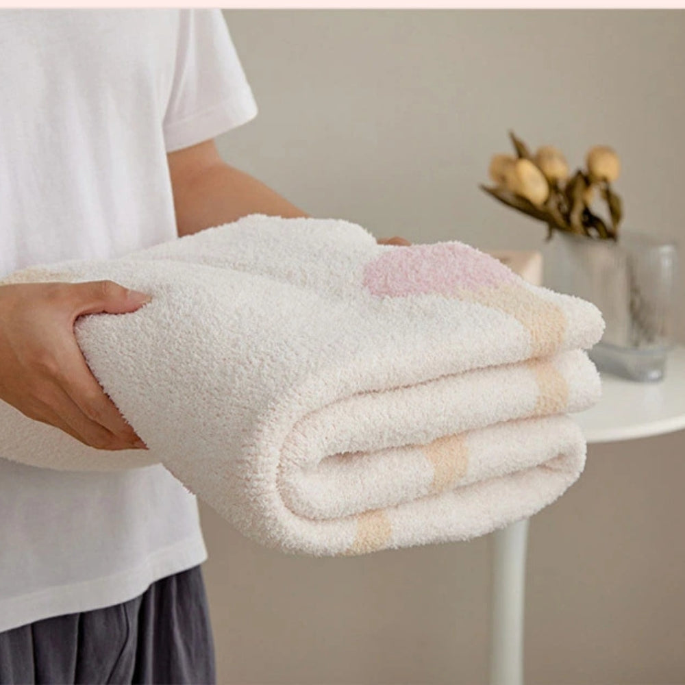 Knitted Blanket 120x150cm Ice Cream Pattern Soft Microfiber Throw for Sofa, Bed, Couch, and Travel Living Room | Sansoti