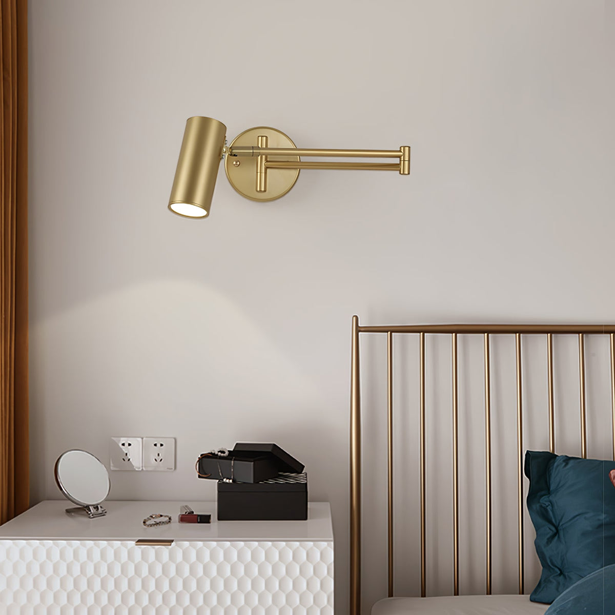 Adjustable Wall Lamp with Swivel Arm – Industrial Metal Iron – 180° Rotatable – Reading Lamp Bedroom Nightstand | Sansoti