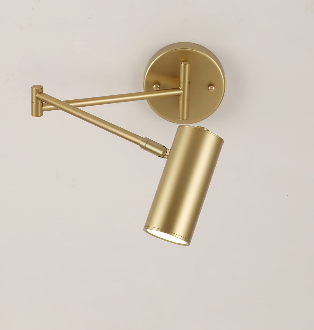 Adjustable LED Wall Lamp in Brass or Black Metal with Rotatable Arm and Cylindrical Spot for Bedroom and Bathroom | Sansoti