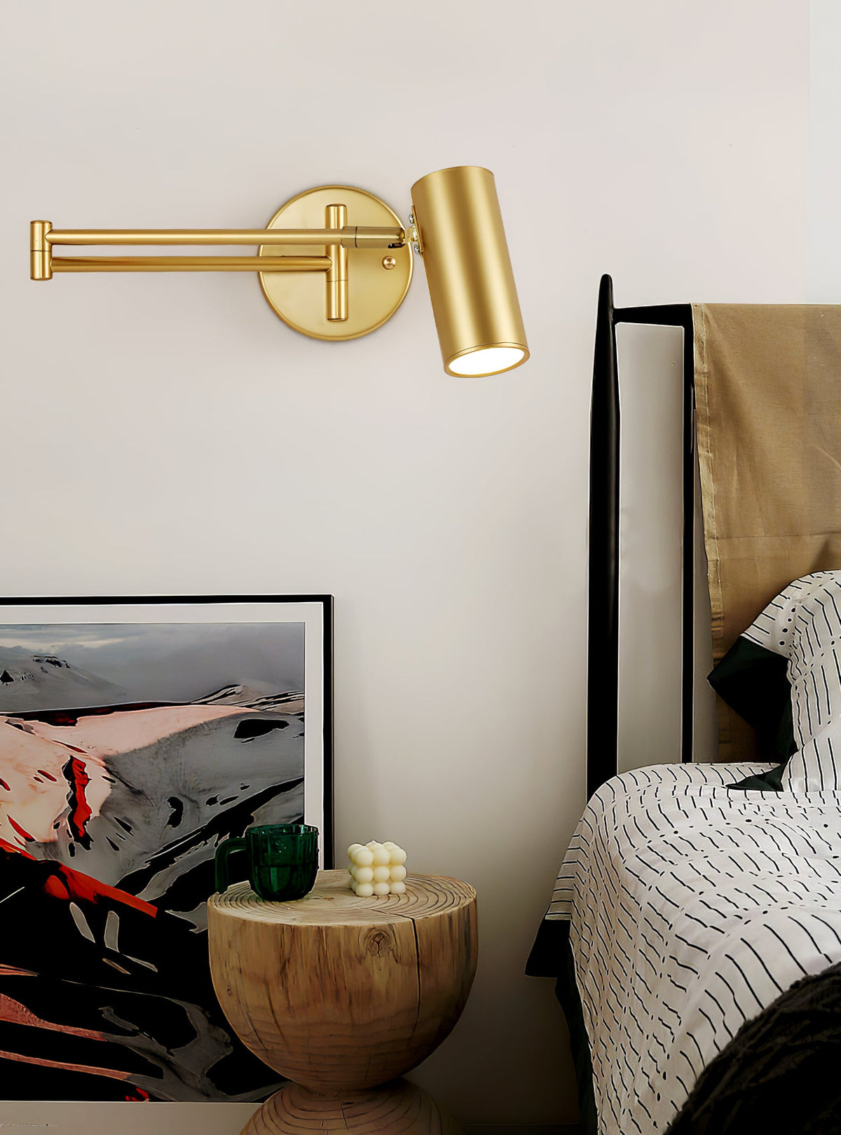 Adjustable Wall Lamp with Swivel Arm – Industrial Metal Iron – 180° Rotatable – Reading Lamp Bedroom Nightstand | Sansoti