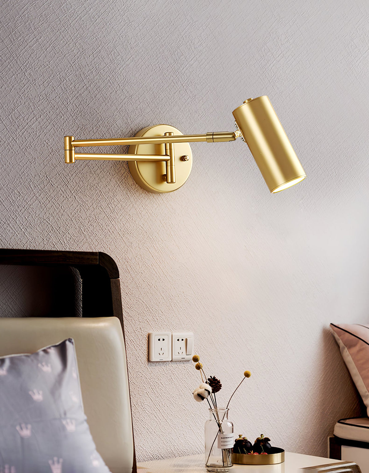 Adjustable Wall Lamp with Swivel Arm – Industrial Metal Iron – 180° Rotatable – Reading Lamp Bedroom Nightstand | Sansoti