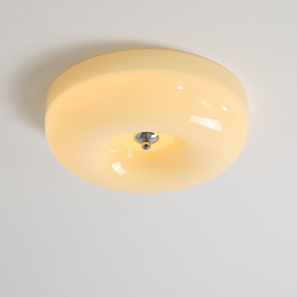Deckenleuchte aus Glas mit schwebendem Spiralmuster, 3 Größen, integrierte LED, Chromoberfläche, warmweiß, Wohnzimmer | Sansoti