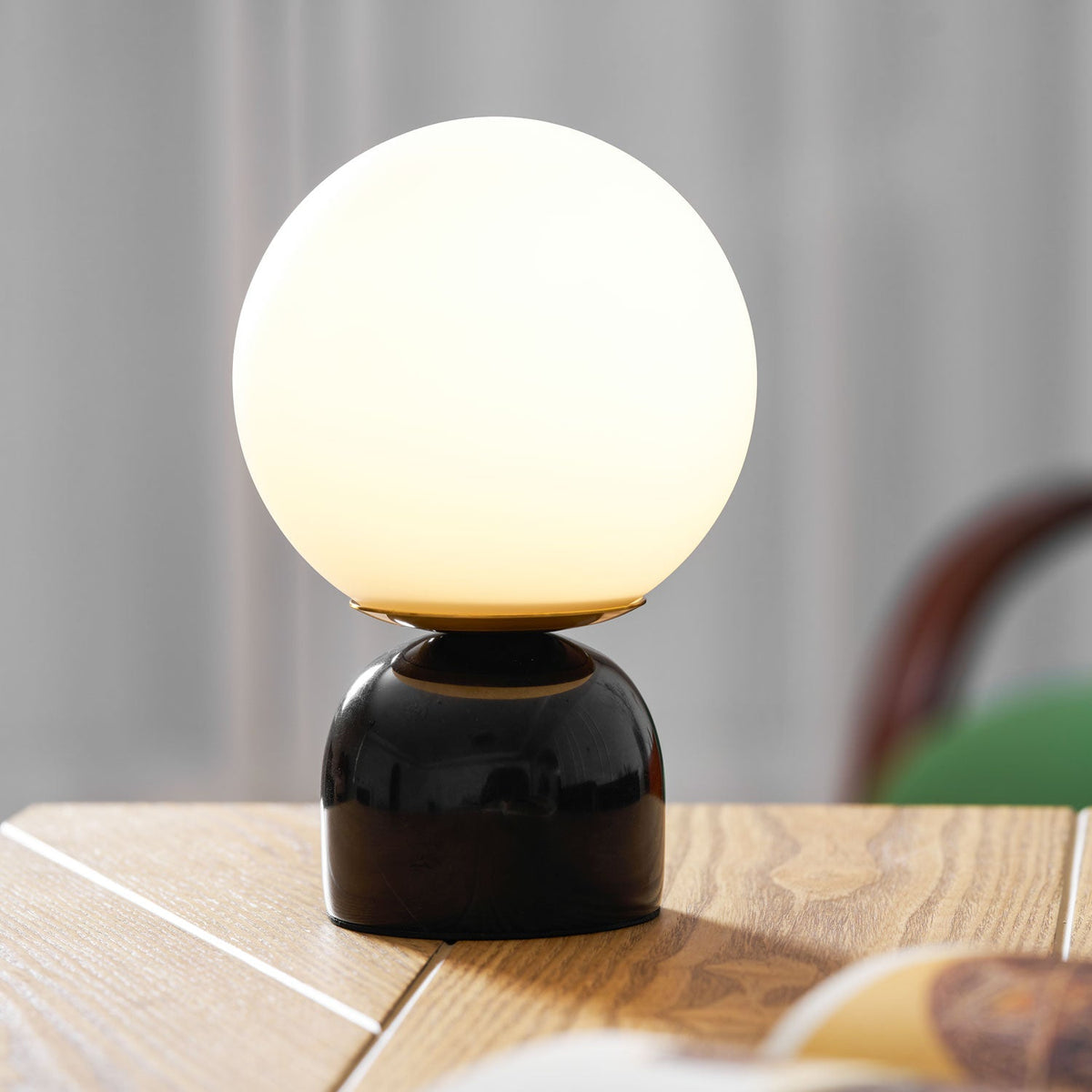 Marble Table Lamp with Glass Globe – Scandinavian Design for Atmospheric Accent Lighting | Sansoti