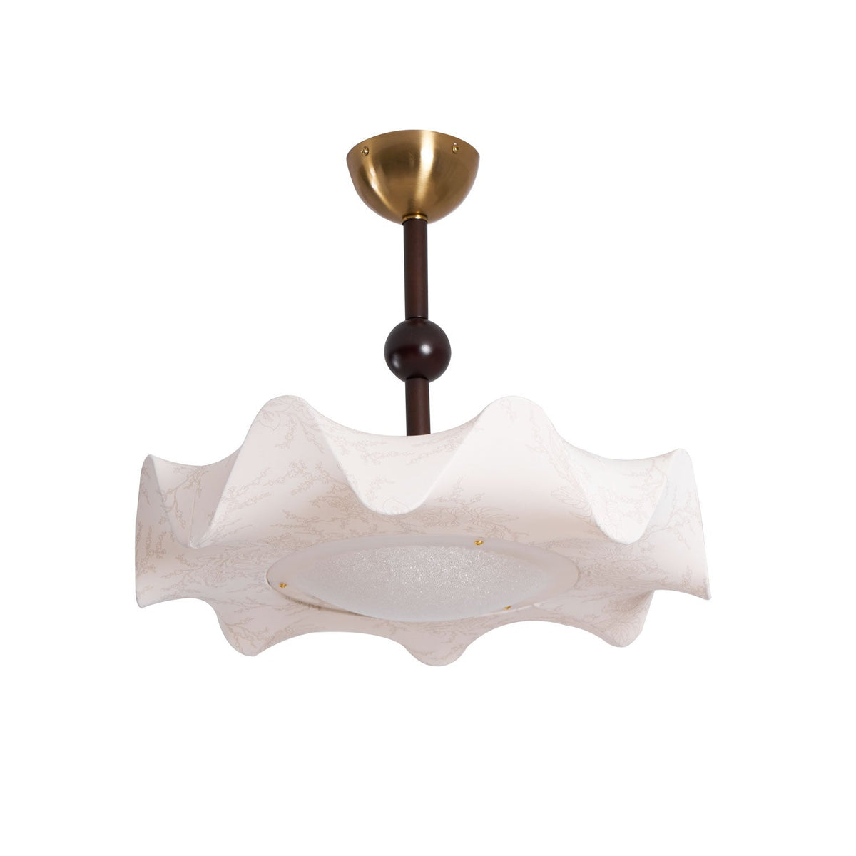 Ceiling Lamp with Petal Design – Walnut & Gold – Integrated LED – Ø50cm × H44cm | Sansoti