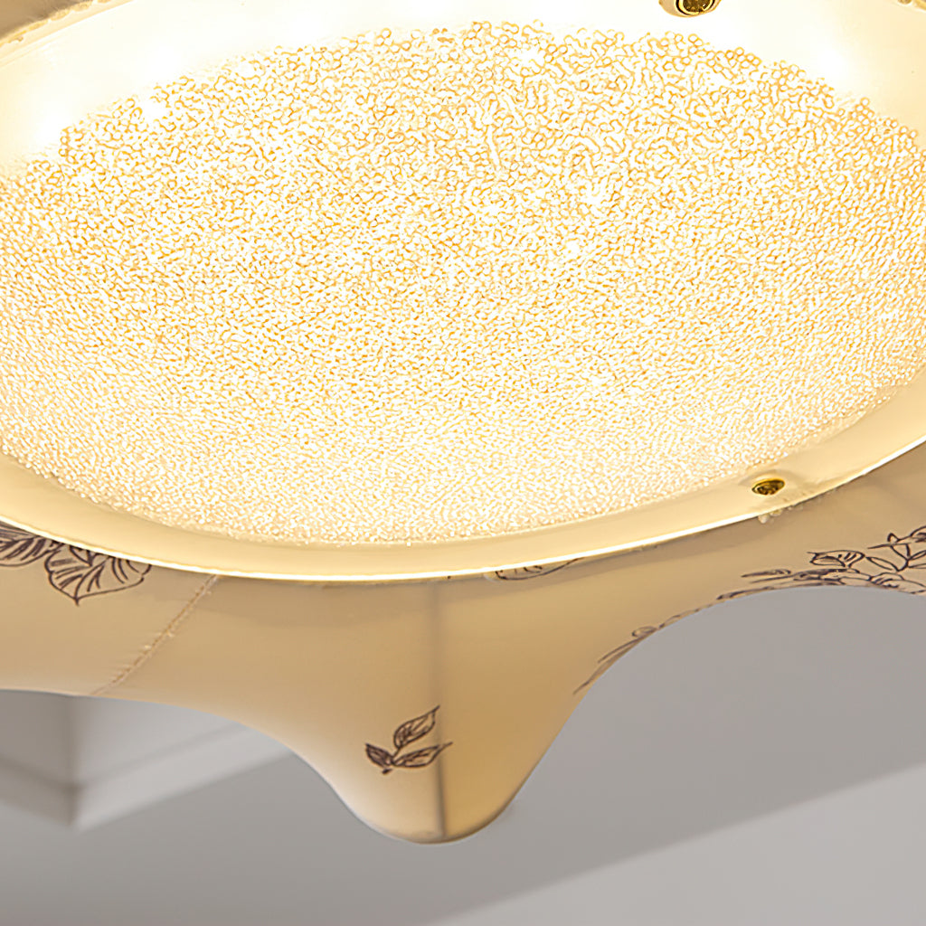 Ceiling Lamp with Petal Design – Walnut & Gold – Integrated LED – Ø50cm × H44cm | Sansoti