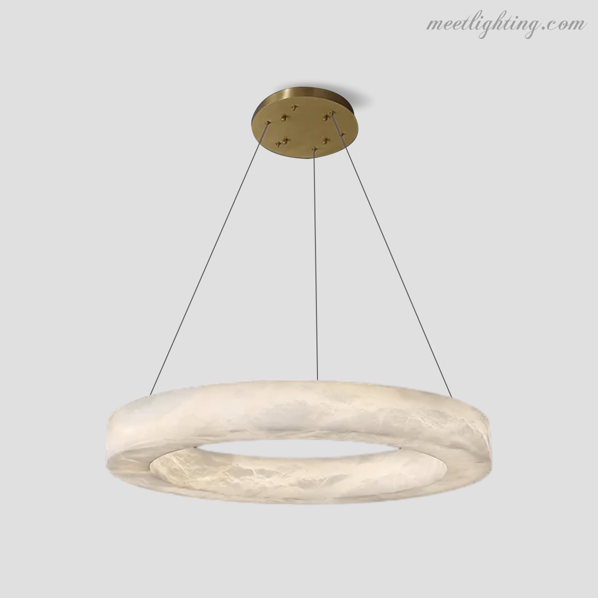 Round Alabaster Chandelier with Integrated LED Lighting Brass Bronze 50-152cm Dining Area Living Room Dining Table | Sansoti