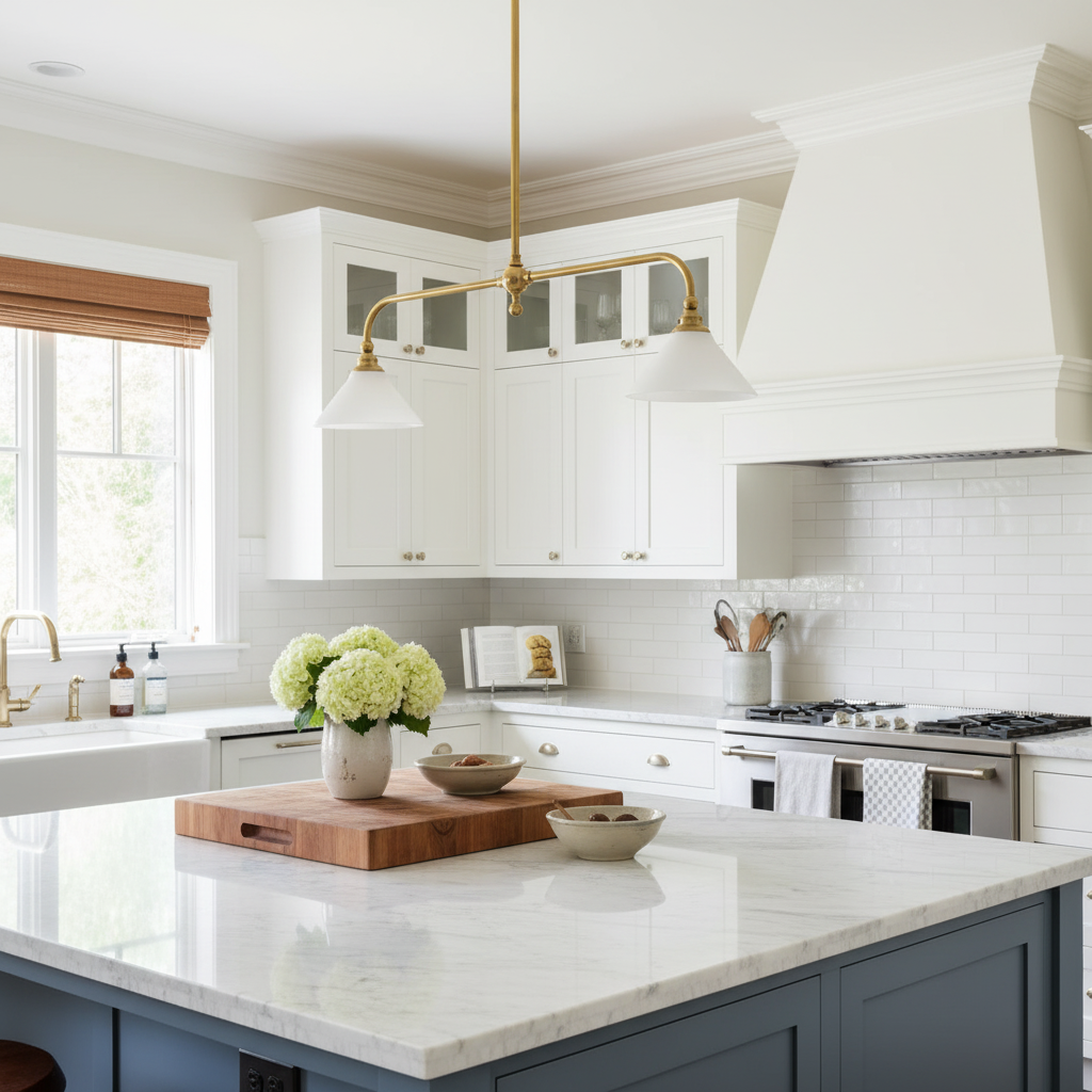 Lámpara colgante de diseño de lujo con pantallas de vidrio blanco para mesa de comedor e isla de cocina, acabado de latón | Sansoti