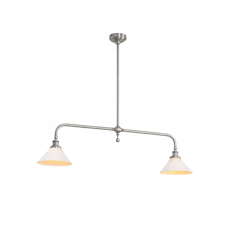 Lámpara colgante de diseño de lujo con pantallas de vidrio blanco para mesa de comedor e isla de cocina, acabado de latón | Sansoti