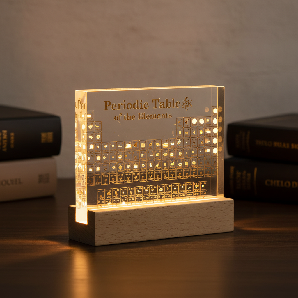 Periodic Table Display with LED Lighting Educational Table Decor Scientific Chemistry Presentation | Sansoti