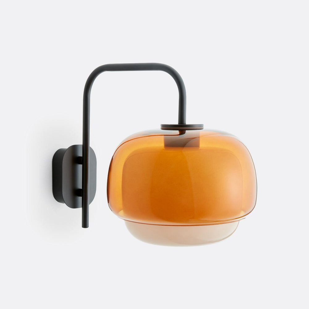 Colored Glass Wall Lamp with Round Shade – Green, Pink, Orange – Modern LED Lighting | Sansoti
