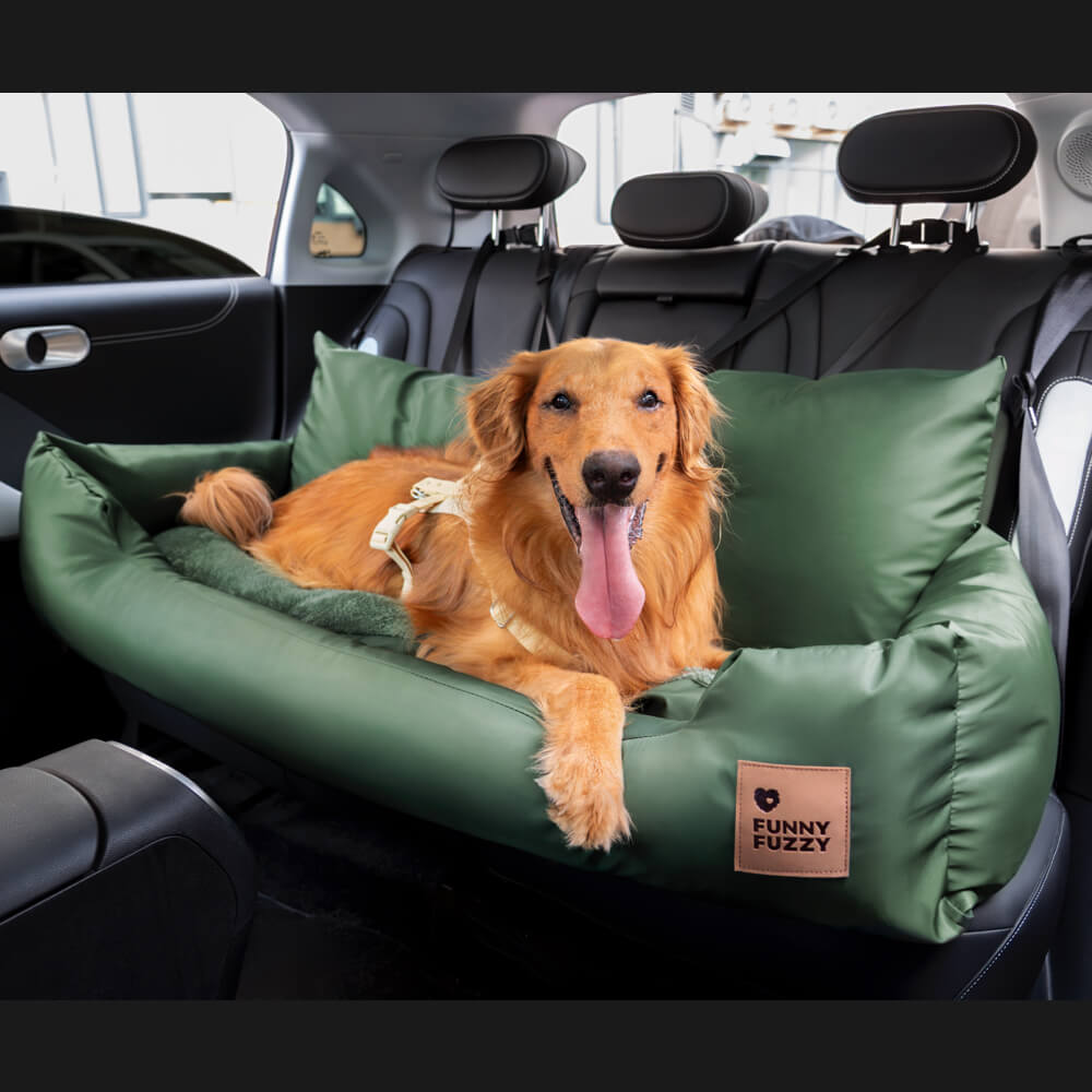 Hondenmand Auto Achterbank Medium/Large met Veiligheidsriemen & Opbergtasje - Comfortabel Veilig Reizen Hond | Sansoti