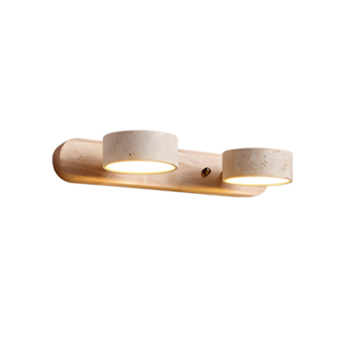 Travertin-Wandlampe mit Holzfuß und doppelter LED-Lichtquelle, natürliches Stein-Design, Wandbeleuchtung für Schlafzimmer, Flur und Wohnzimmer | Sansoti