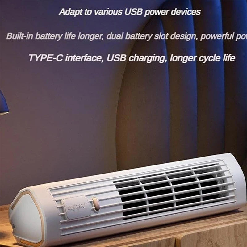 Draagbare USB-Ventilator – 5W Vermogen – Drie Snelheden – Oplaadbare Batterij – Compact Draadloos Ontwerp voor Thuis en Kantoor | Sansoti