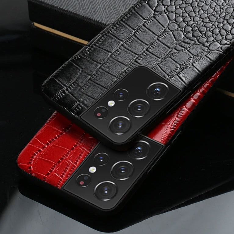 Two-Tone Leather Phone Case for Samsung Models with Camera Protection and Shockproof Design | Sansoti