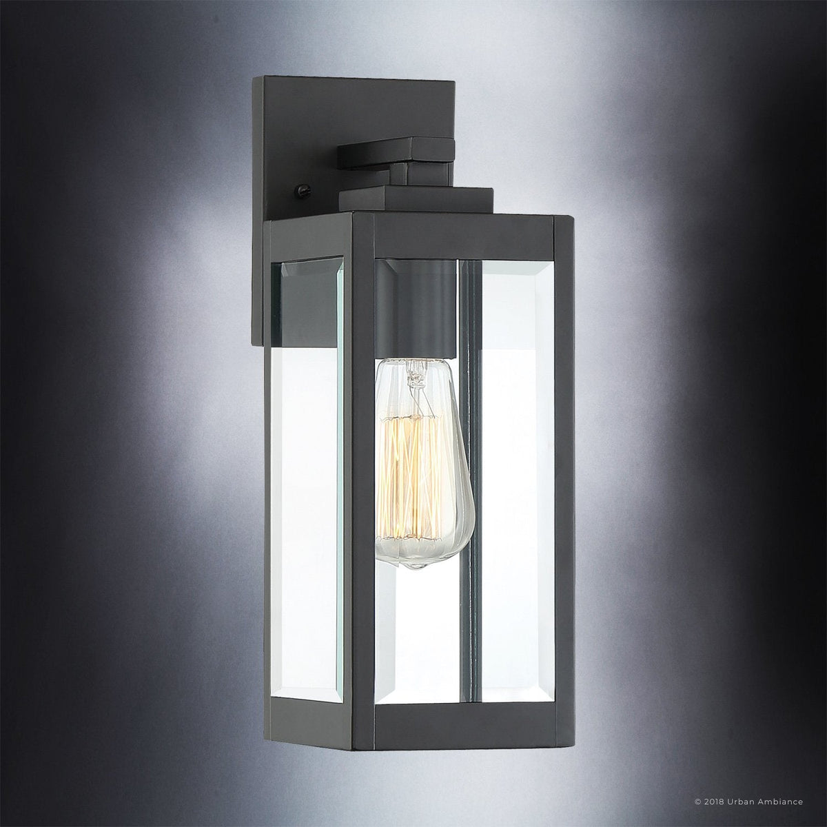 Außenleuchte Wandleuchte Schwarz Stahl Glas 36cm Modern Farmhouse Wasserdicht | Sansoti