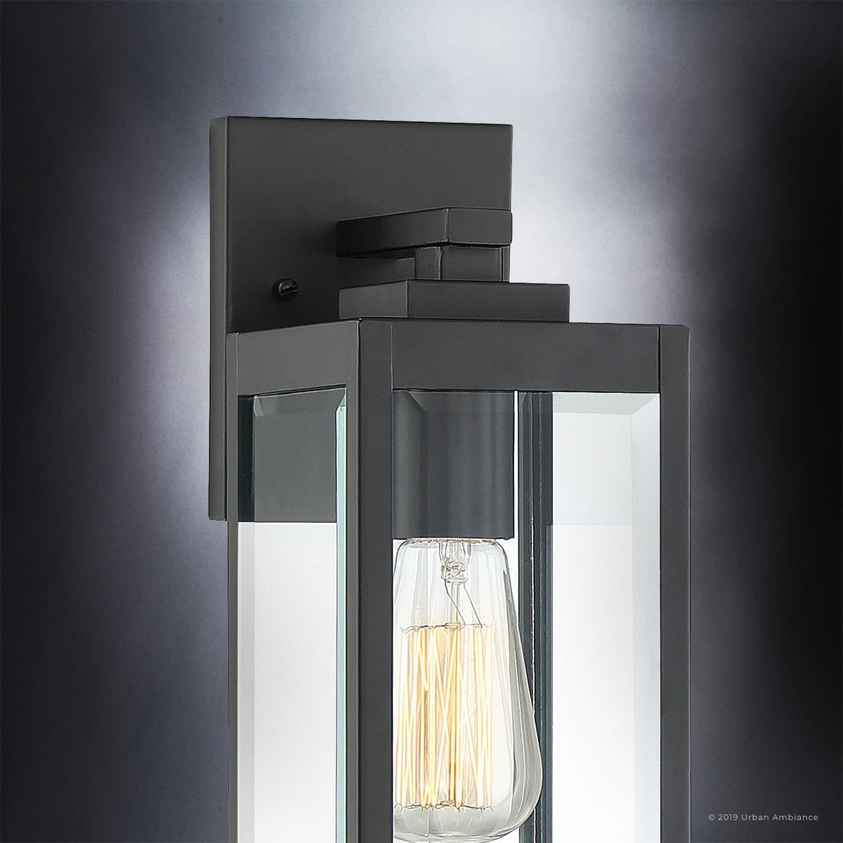 Außenleuchte Wandleuchte Schwarz Stahl Glas 36cm Modern Farmhouse Wasserdicht | Sansoti