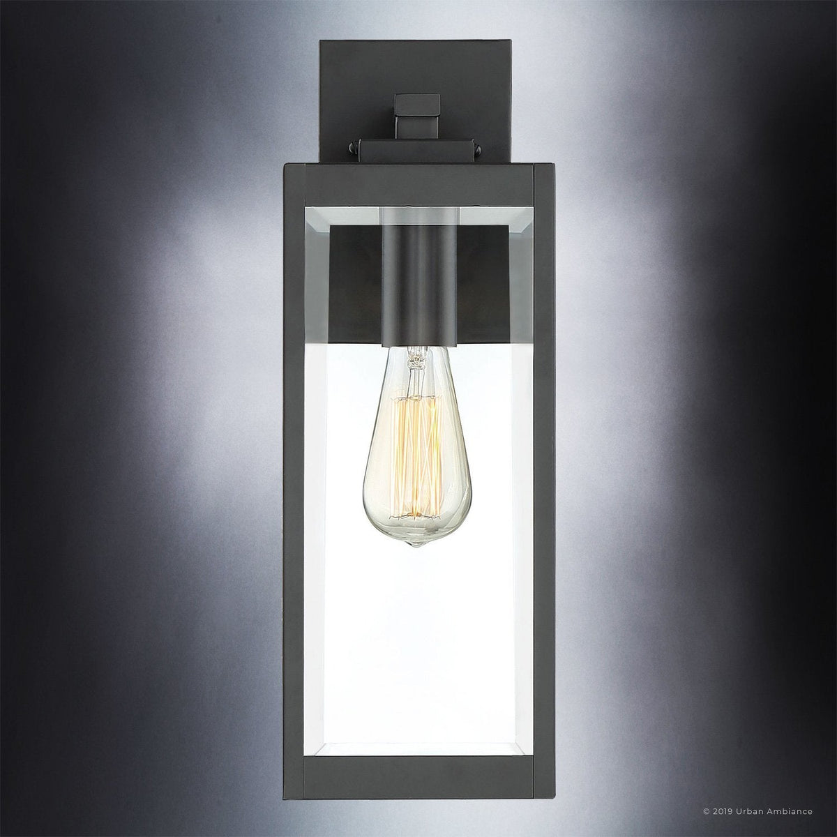 Lámpara de pared exterior, acero negro y cristal, 43 cm, moderna, estilo farmhouse, impermeable | Sansoti