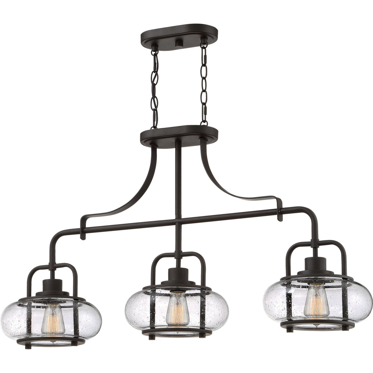 Kroonluchter Donker Brons Met Glasbollen 3 Lichts 96cm | Sansoti