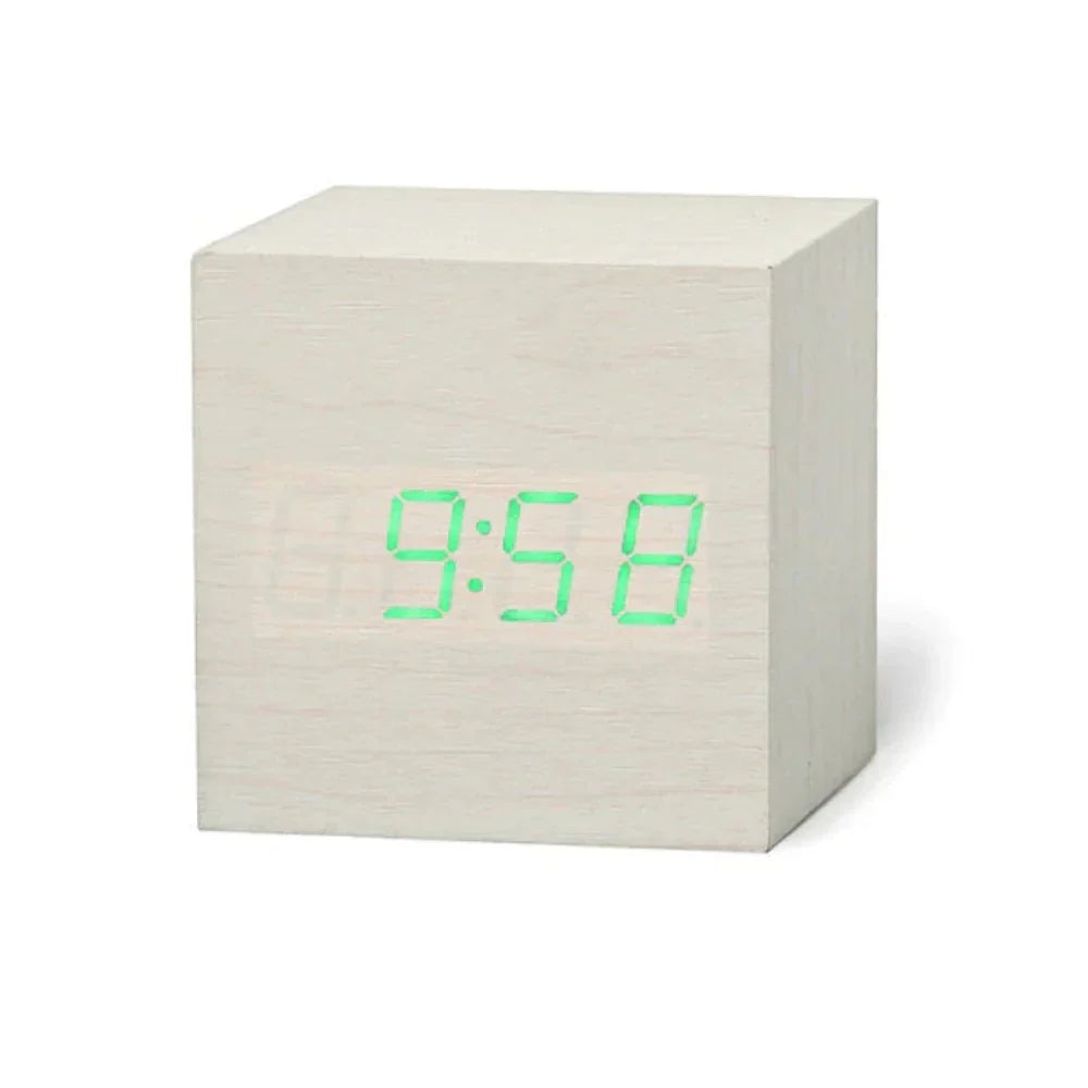 Compact LED Alarm Clock Cube with Temperature Display, Night Mode, and Alarm Function for Bedroom Desk | Sansoti