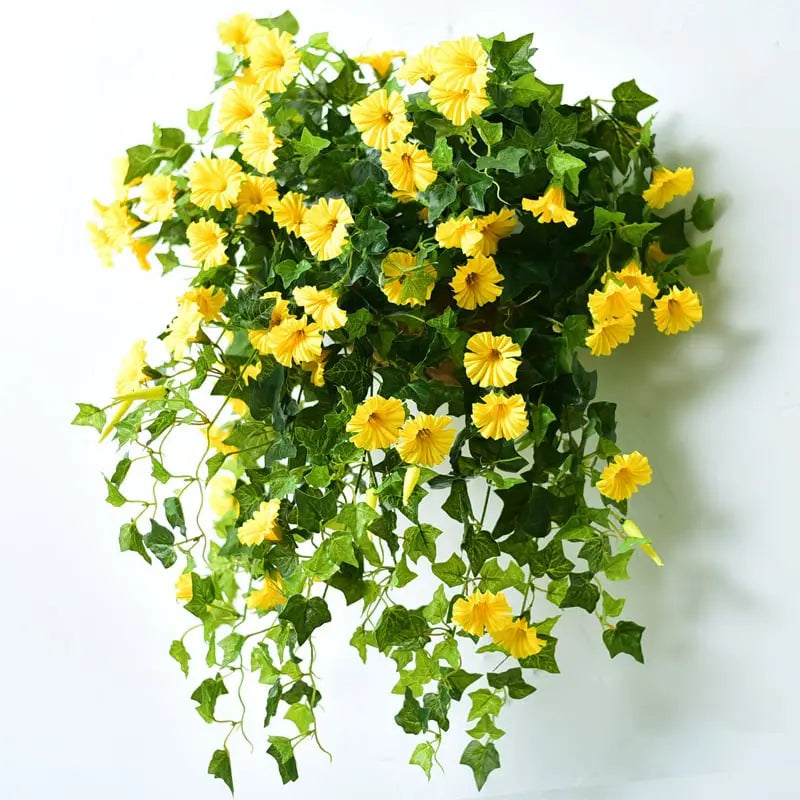 Künstlicher Prunkwinden-Zweig 65 cm UV-beständig 18 Seidenblüten Innen Außen Gartendekoration Kunstblume Kunstpflanze | Sansoti