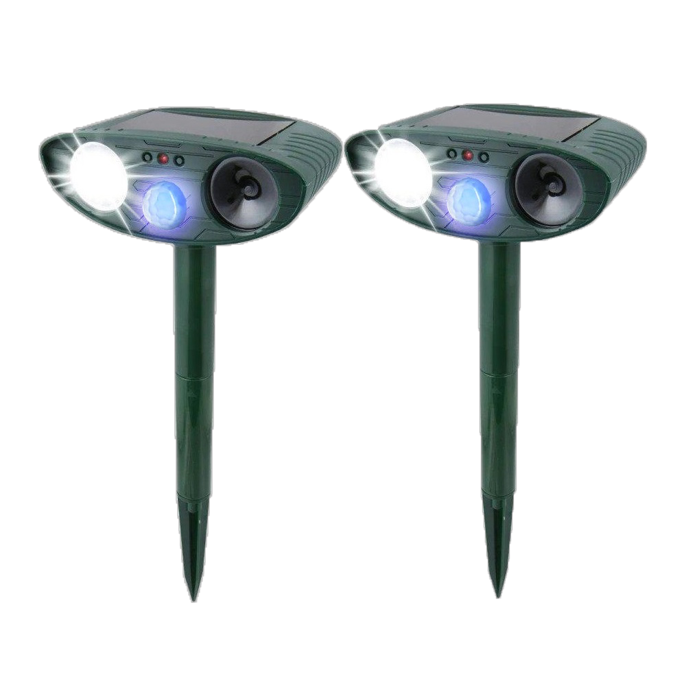 Répulsif à ultrasons pour animaux à énergie solaire avec lumière LED clignotante, étanche, pour jardin et pelouse, portée de 225m² | Sansoti